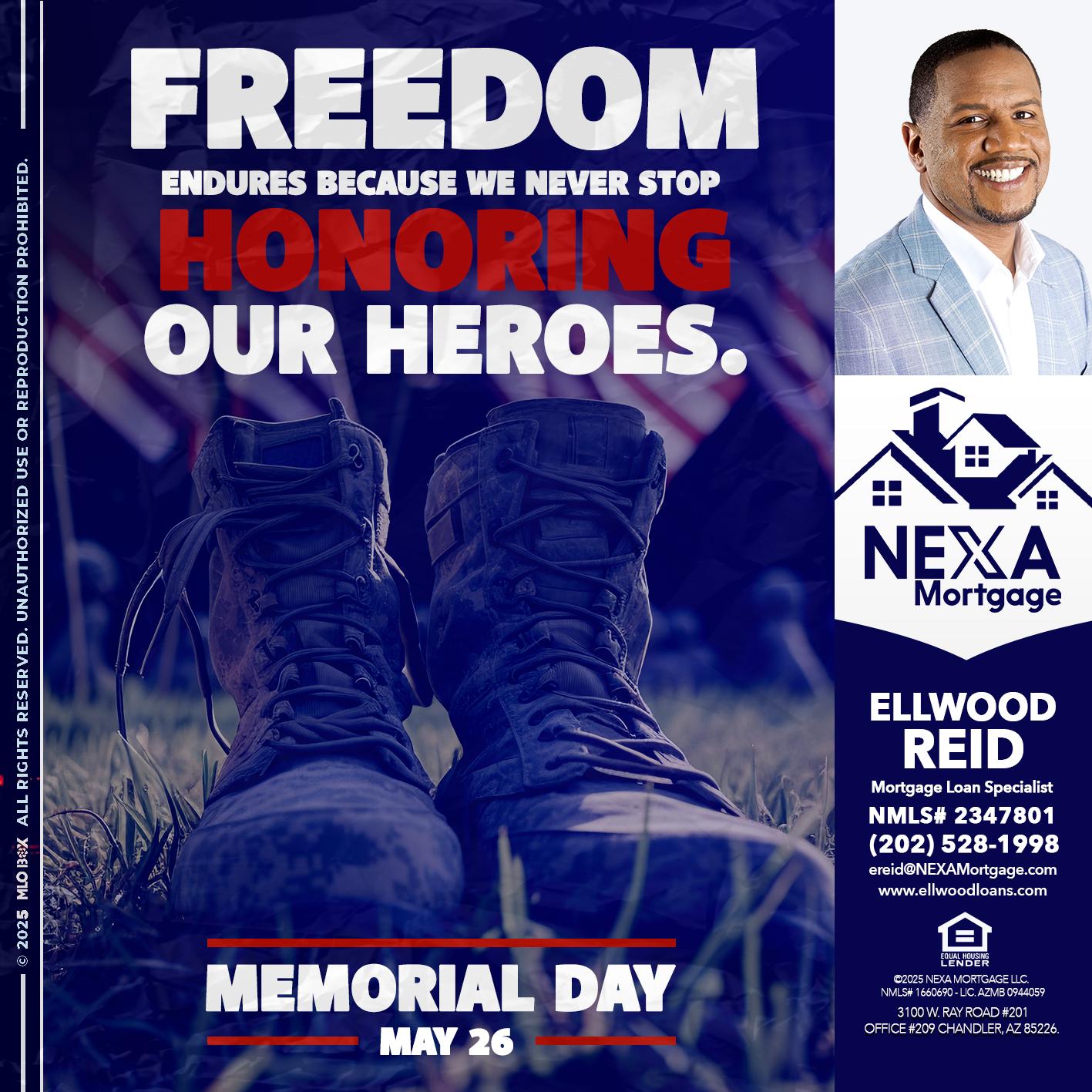 Memorial Day - Ellwood Reid -Mortgage Loan specialist