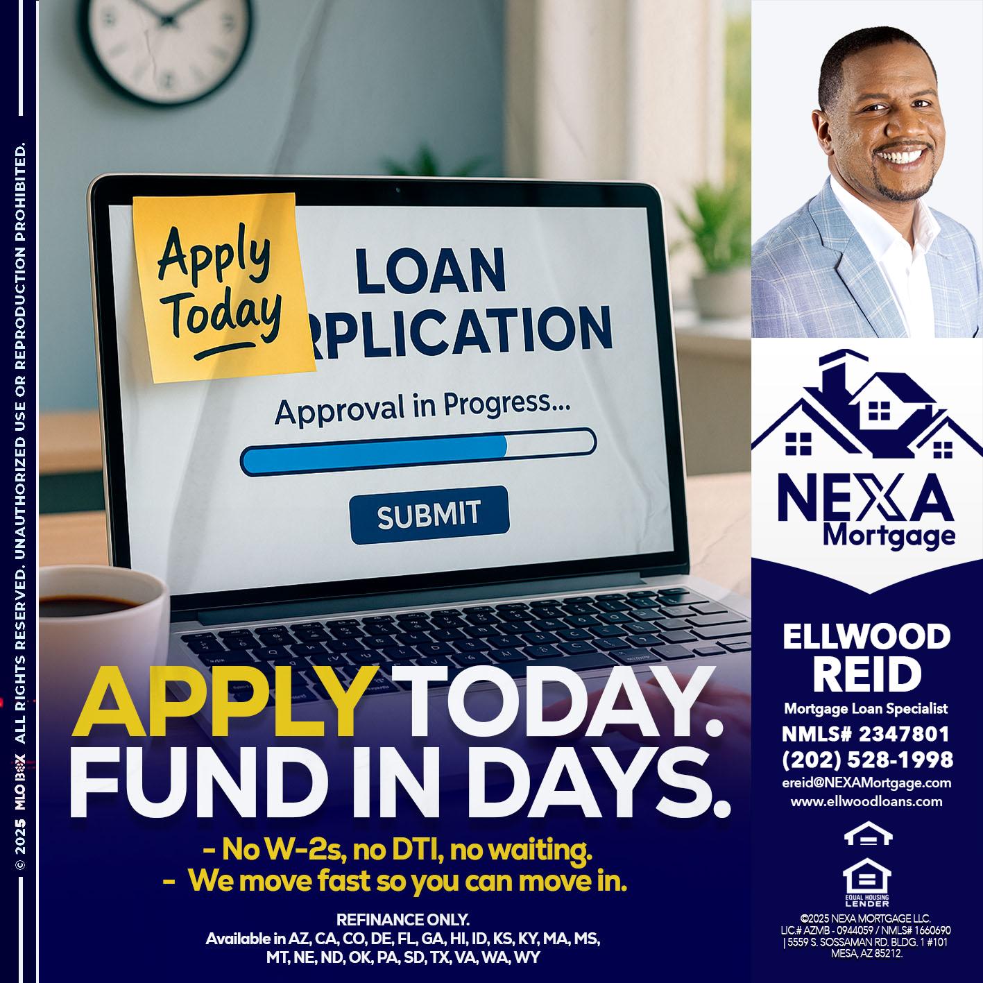 APPLY TODAY - Ellwood Reid -Mortgage Loan specialist